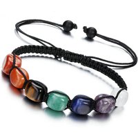 Reiki Healing Crystal Chakra Bracelet Natural Gemstone Braided Rope Adjustable Bracelets for Women Girl