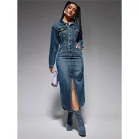 Streetwear Denim Dress Spring Clothes Women 2025 Turn Down Collar Boutton Up Jean Dresses Female Vintage Cowboy Dress Vestidos