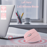Left Hand 2.4G Vertical Mouse Ergonomics 1600 Adjustable Mute Click USB Optical Portable Computer Office Mic PC Gamer Periphera