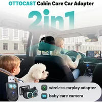 OTTOCAST Cabin Care Wireless CarPlay Adapter 1080P HD Baby Car Camera 150° Wide-angle Night Vision split-screen Backseat Monitor