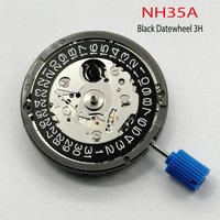 Japan Genuine NH35 Mechanical Movement Black 3H Date Automatic Watch Replace Mechanism NH35A 4R35 High Accuracy 24 Jewels