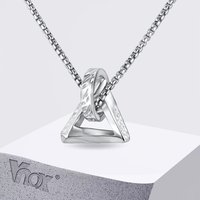 Vnox Geometric Triangle Circle Pendant Necklaces for Men Boys, Minimalist Box Chain Necklace, Fashion Hip Hop Trendy Jewelry New