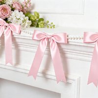 8pcs/set Pink Bow Garlands Banner Satin Ribbon Ornament for Birthday,Bridal Shower,Wedding,Baby Shower Christmas Home Decoration