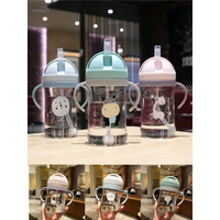 250ml Double Handle Baby Drinking Cup Feeding Bottle With Straw Gravity Ball Wide Caliber Drinking Milk Water Bottle With Handle