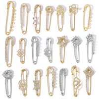 2pcs/lot Alloy Rhinestone Brooches Gold Silver Color Fixed Pins Brooch For Women Dress Safety Pin Brooches DIY Jewelry Making