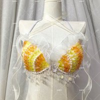 Original Handmade Shell Sequin Performance Bikini Swimsuit For Oceanarium Dive Shoots, Electro Festival Costumes.