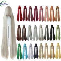 700 g hochwertige 59" 150 cm lange gerade Cosplay-Perücke mit Pony, blond, braun, rot, grün, blau, hitzebeständige Haarfarben, Anime-Perücken