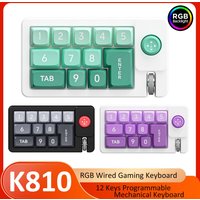K810 RGB Hot Swap Wired Mechanical Keyboard 12Keys Programmable Keypad with Volume Scroll Jostic Customizable Keypads for Laptop