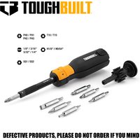 TOUGHBUILT TB-H5-MR-11 9-Piece Bi-material Handle Ratcheting Assorted Multi-bit Screwdriver Set Hand Tool