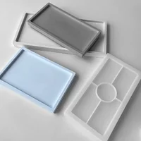 Rectangle Shape Silicone Molds DIY Handmade Epoxy Resin Concrete Plaster Fruit Dessert Storage Tray Molds Ceramic Clay Casting