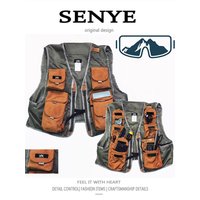 Patched Mesh Multi-Pocket Outdoor Couples Loose Breathable Jacket Men's Japanese Retro Functional Workwear Fishing Vest