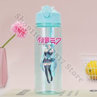Girl Cartoon Portable Water Bottle Cold Drink Cups Hatsunes Miku Plastic Juice Container Anime Cute Beverage Cup Kids Gifts 2026
