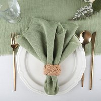 50pcs 32x32cm sage green Gauze Cotton NapkinReusable Tea Towel Wedding Party Christmas Table Decor Retro Burrs napkin Wholesale