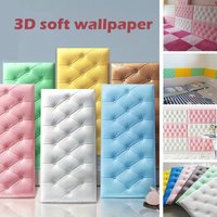 3D DIY Wall Stickers Wallpaper Self-adhesive Thicken Tatami Anti-collision Wall Mat Pad Kids Bedroom Waterproof Anti-mold