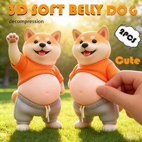 2pcs 3D Shiba Inu Stickers Cute Dog Belly Sticker Squeezeable Decoration Soft Pink Background Decoration Sticker