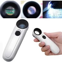 40X Handheld Magnifier with Two LED Lights, Jewelry Identification, Diamond Jade Mirror, HD Magnifier