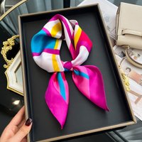 2025 New Luxury Square Silk Scarf for Women Hijab Hair Bands Neckerchief Female Satin Shawl Ribbon Headband Neck Fashion Bandana