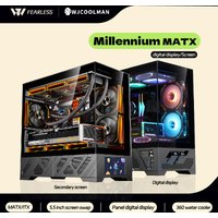 WJCOOLMAN Millennium MATX PC case 5.5 inch screen/digital display 360 water cooler sea view room Customize screen computer case