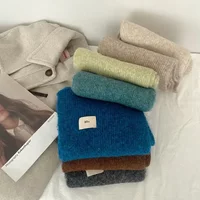 2025 Winter Mohair Scarf Women Luxury Scarves Thicken Warmer Soft Pashmina Shawls Wraps Pure Color Knitted Long Scarf