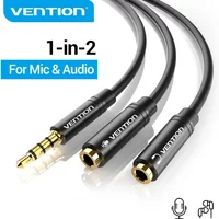 Vention 3.5mm Extension Cable Audio Splitter Jack 3.5mm 1 Male to 2 Female Mic Y Splitter for Laptop Headphone Aux Cable Adapter