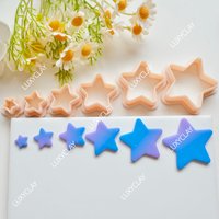 6pcs Cute Rounded Star Polymer Clay Cutters Set, Five Pointed Star Shape Clay Molds for DIY Jewelry Pendant Earrings Making