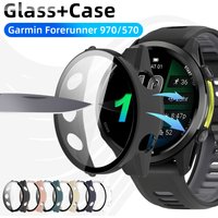 Glass+Case for Garmin Forerunner 970 570 42mm 47mm Tempered Glass Screen Protector & Hard PC Protective Bumper Accessories