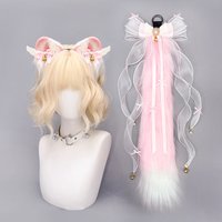 Lolita Cat Ear Headband Plush Tail Antique Fox Tail Cos Handmade Animal Ear Cat Ear Tail