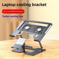 Ultra Quiet Laptop Cooling Stand with Dual Fans Height Adjustable 2 in 1 Phone Holder for Gaming Notebook Cooling