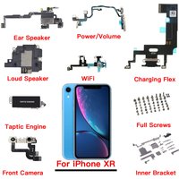 Inner Parts For iPhone XR Front Rear Camera Charging Port Power Volume Button Flex Cable With Taptic Engine Ear Loud Speaker