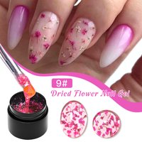 Mtssii 5ml Floral DIY Nail Art Dried Flower Gum Gel Nail Polish Hybrid Varnishes Permanent Paint Flower Gel Need Base Top Coat