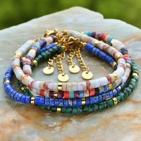 Bohemian Colorful Natural Stone Choker Beaded Bracelet Women's Sweet And Romintic Beach Vacation Accessories