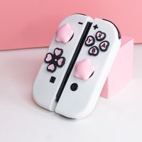 Cute Cross D-Pad Button Caps Silicone Thumb Grips Set, ABXY Key Buttons Sticker Joystick Cover Caps for Nintendo Switch/OLED