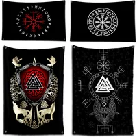 3x5 Ft The Vikings Norse Runes Flag Polyester Digital Printing Banner for Garage Wall Art Out Door Decoration With Brass Grommet
