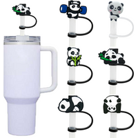 1/6PCS Panda Straw Cover Cap Silicone Accessories,Dustproof Straw Topper for 30&40Oz Cups,8mm Straw Cap for Drinks Decoration