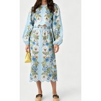 Casual Long Sleeve Women's Bohe Suit Elegant Flower Print Hight Waist Long Skirt Set Fashion O-neck Pullover Top & Skirt Outfits