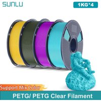 SUNLU 4KG, przezroczysty filament PETG, średnica 1,75 ±0,02 mm, 1 kg na szpulce (2,2 funta), wysoka wytrzymałość, starannie nawinięty filament, pasuje do większości drukarek FDM.