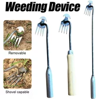 Hoe Weeding Artifact Uprooted Grass Tools Garden Hoe Rake Steel Farm Tools Small Hoe Loosen with 4 Teeth The Soil Wild Vegetable