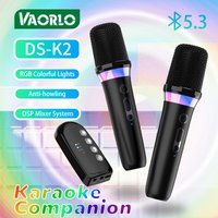 DS-K2 Karaoke Companion Bluetooth 5.3 Wireless Dynamic Microphones RGB Colorful Light Stereo DSP Mixer System For Wired Speaker