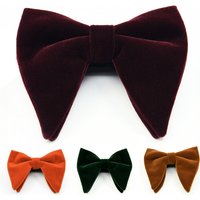 Burgundy Velvet Double Layer Bow Tie Ox Horn Shape Solid Color Mens Pre-tied Bowknot Fashion Wedding Party Suit Accessory