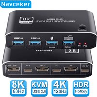 2023 Best HDMI 2.1 KVM Switch 4K 120Hz HDMI USB KVM Switch Dual Port USB HDMI 2.1 Switcher 2X1 4K 60Hz 8K 60Hz 2 PC 1 Monitor