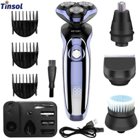 TINSOL 6 in 1 Electric Shaver Men's Razor Set Hair Clipper Beard Trimmer Nose Hair Trimmer Digital Display Electric Shaver Set