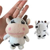 1-12pcs Plush Cow Keychain Cow Plushie Animal Toy kawaii Spotted cow Keyring Women Bag Animal Decor Christmas Birthday Gift