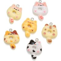 10pcs Doughnut Cat Hollow Cat Resin Charms for Earring Keychain DIY Decoration Fashion Jewelry Accessories 25*20mm