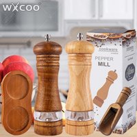 WXCOO Manual Pepper Grinder Spices Grinder Solid Wood for Kitchen Household Multi-purpose Spice Tool Salt Pepper Mills