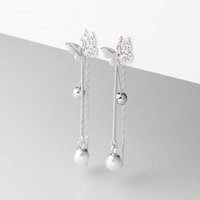 925 Sterling Silver Hollow Butterfly Ear Wire Korean Style Fashionable Pearl Pendant Luxury Gift Elegant Ear Jewelry for Women
