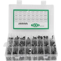 500Pcs 24Values 16-50V 0.1-1000uF Electrolytic Capacitor Assortment Kit Metal Electrolytic Capacitors Low Voltage Capacitor Kit