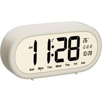 LCD Alarm Clock Digital Alarm Clock Calendar Temperature Humidity Display Desktop Clock Shockproof Cover for Home Office Decor