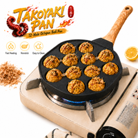 Nonstick Takoyaki Grill Pan 12 Holes Octopus Balls Maker Pan Round Egg Waffle Pancake Puff Mold Gas Cooker Kitchen Baking Tools