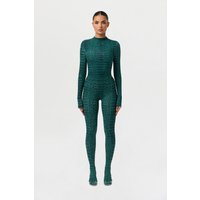 Sexy Snake Print Long Sleeve Jumpsuit for Women High Neck Bodycon Footed Unitard Rompers Fashion Party Clubwear