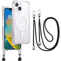 Magnetic Strap Case For iPhone 17 16 15 13 12 11 14 Pro Max Plus Crossbody Lanyard Cord Adjustable Wireless Charging Clear Cover